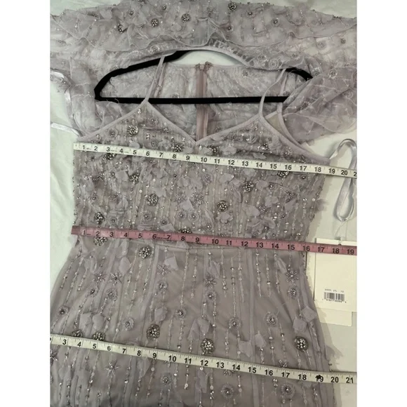 NWT $698 Mac Duggal [ 10 ] Embellished Cape Sleeve Trumpet Gown in Lilac Purple‎ - Picture 5 of 16